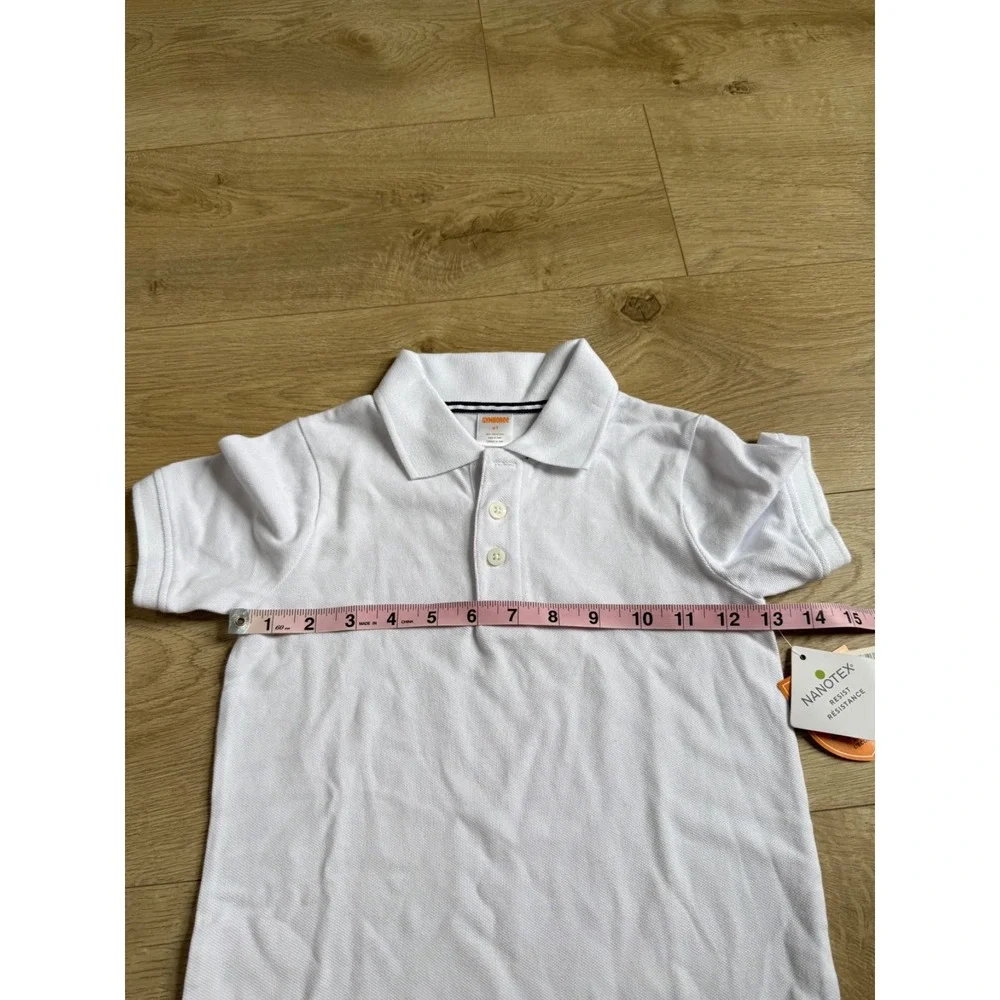 NWT Boys Kid Gymboree playproof uniforms nanotex short sleeve white polo size 4T